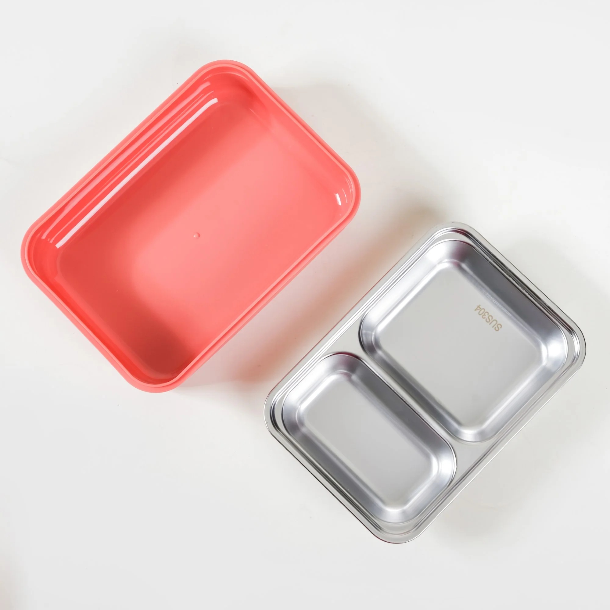 Insulated Lunch Box With 2 Compartments Pink 800ml - Image 25