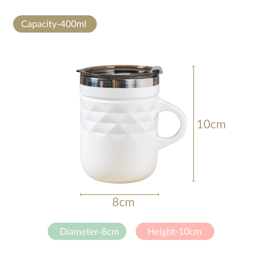 Stainless Steel Travel Mug White 400ml - Image 9
