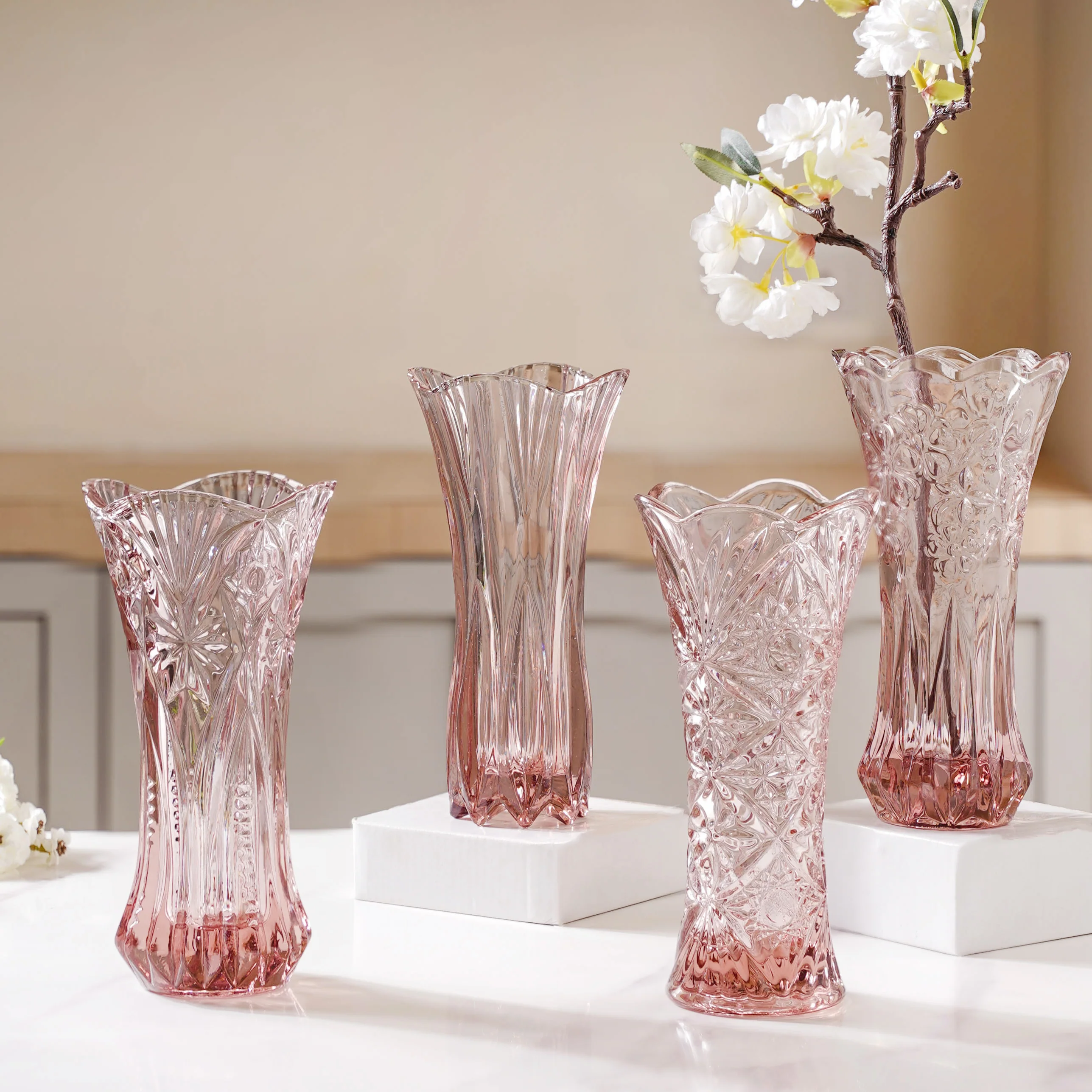 Pink Cut Glass Vase - Image 8