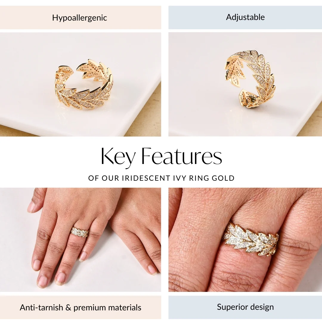 Iridescent Ivy Ring Gold - Image 4