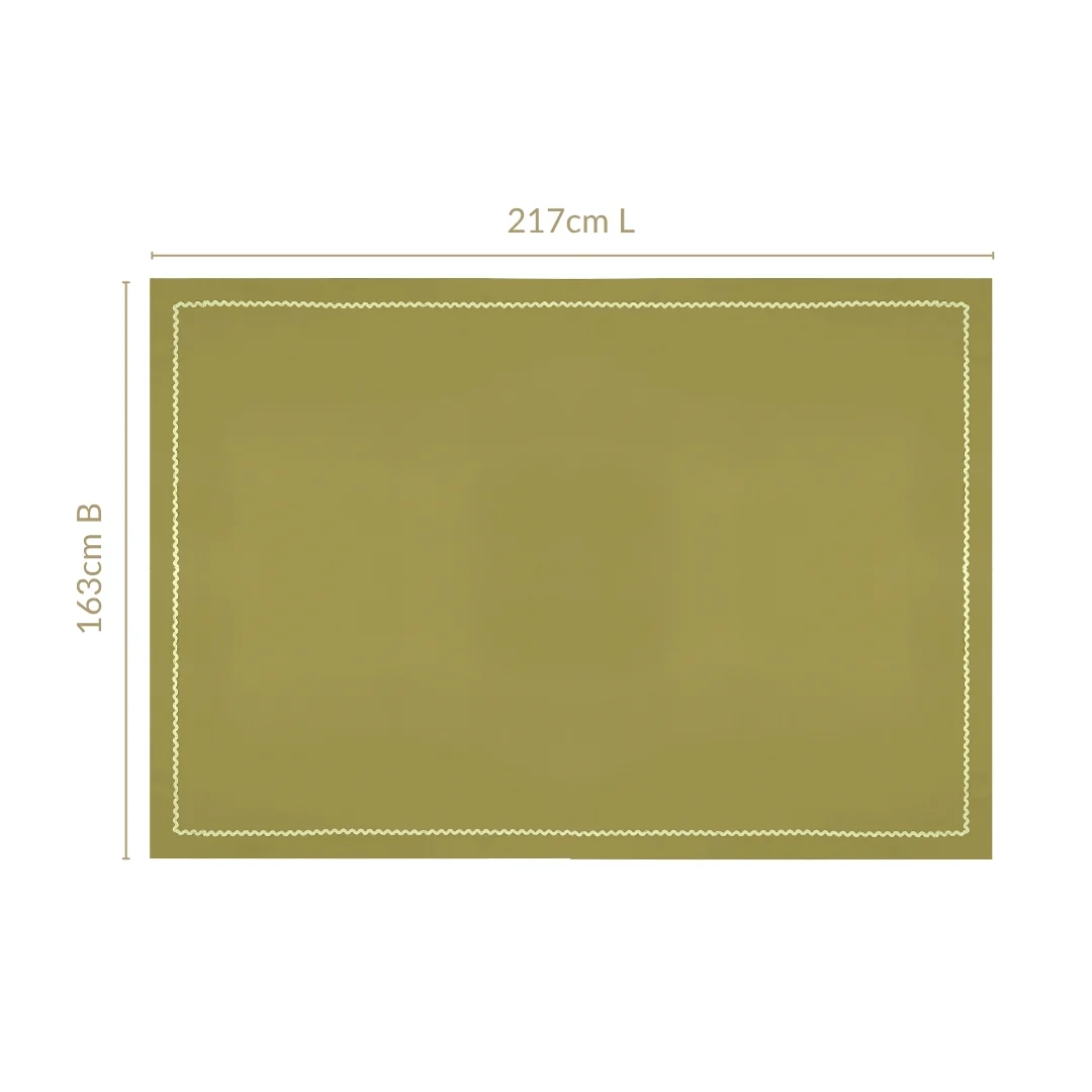 Isabelle Rick Rack Green 6 Seater Cotton Table Cloth 217x163cm - Image 3