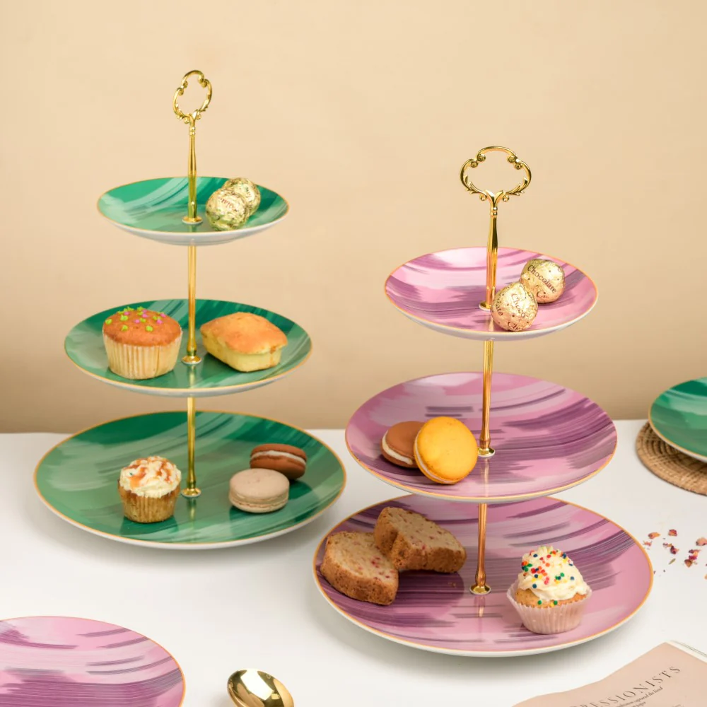 Jazz Ceramic 3 Tier Dessert Stand Green - Image 8
