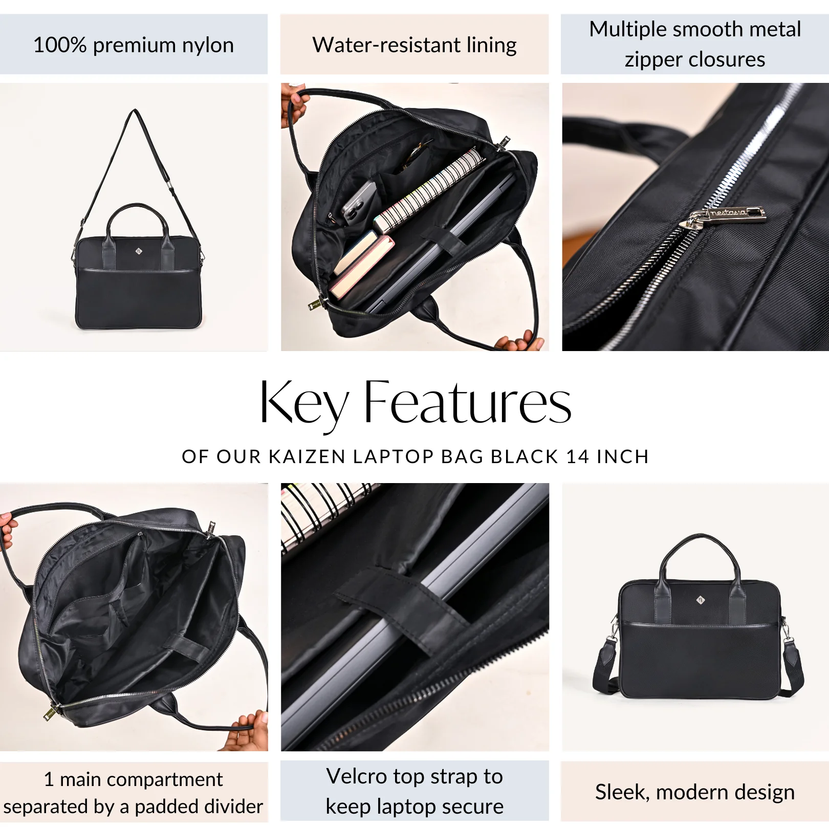 Kaizen Laptop Bag Black 14 Inch - Image 5