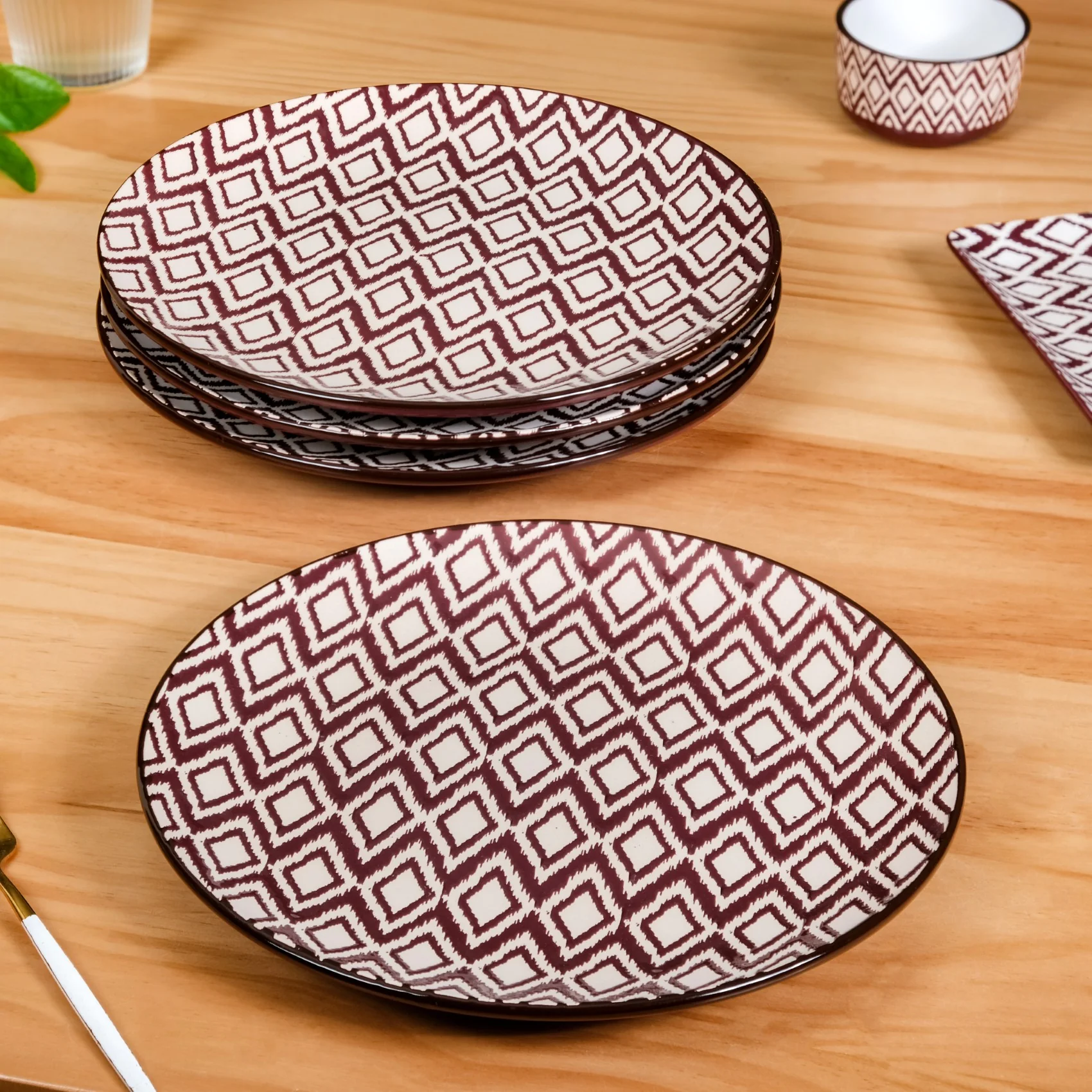 Kaleido Ceramic Dinner Plate Set Of 4 Brown 11 Inch - Image 3