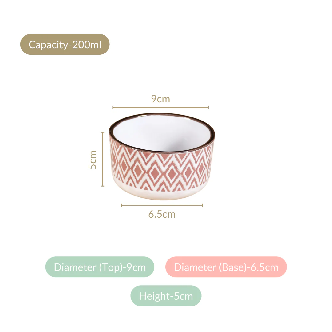 Kaleido Ceramic Small Bowl Set Of 4 Pink 200ml - Image 4