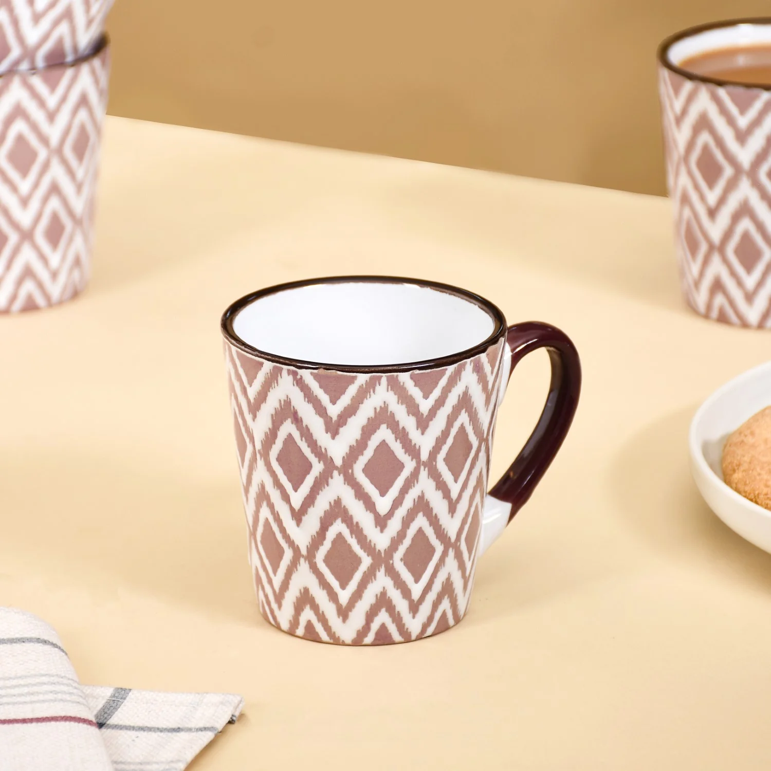 Kaleido Ceramic Tea Cup Set Of 6 Pink 250ml - Image 6