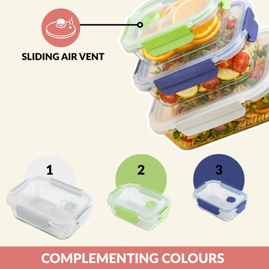 Kaleido Food Containers With Air Vents Set Of 3 370ml 660ml 1000ml - Image 7