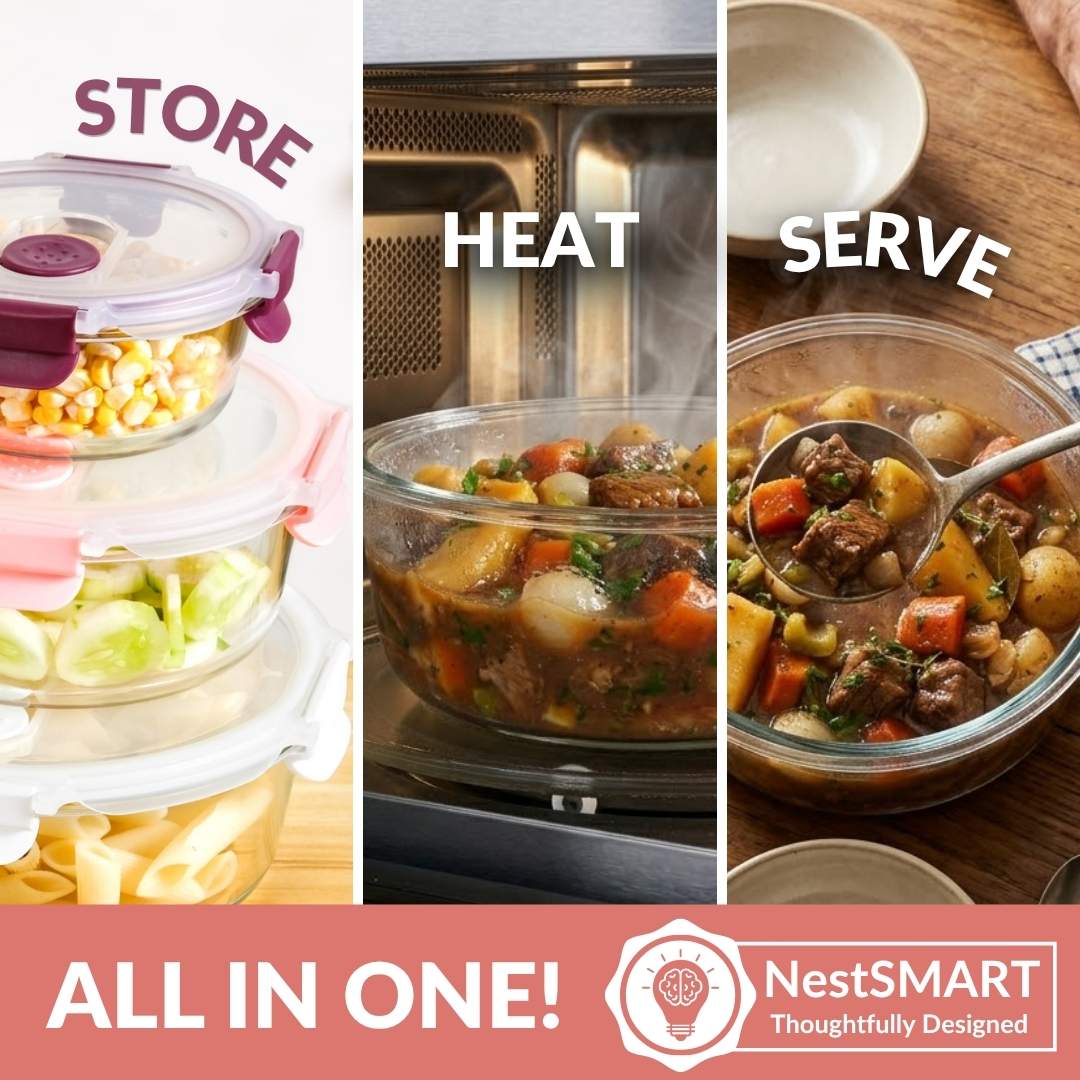 Kaleido Round Stackable Food Containers With Air Vents Set Of 4 390ml 630ml 960ml 1400ml - Image 5