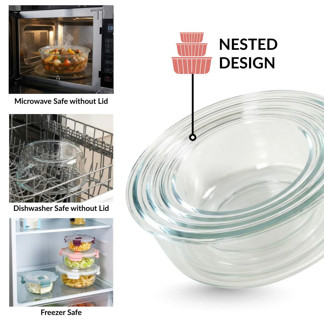 Kaleido Round Stackable Food Containers With Air Vents Set Of 4 390ml 630ml 960ml 1400ml - Image 6