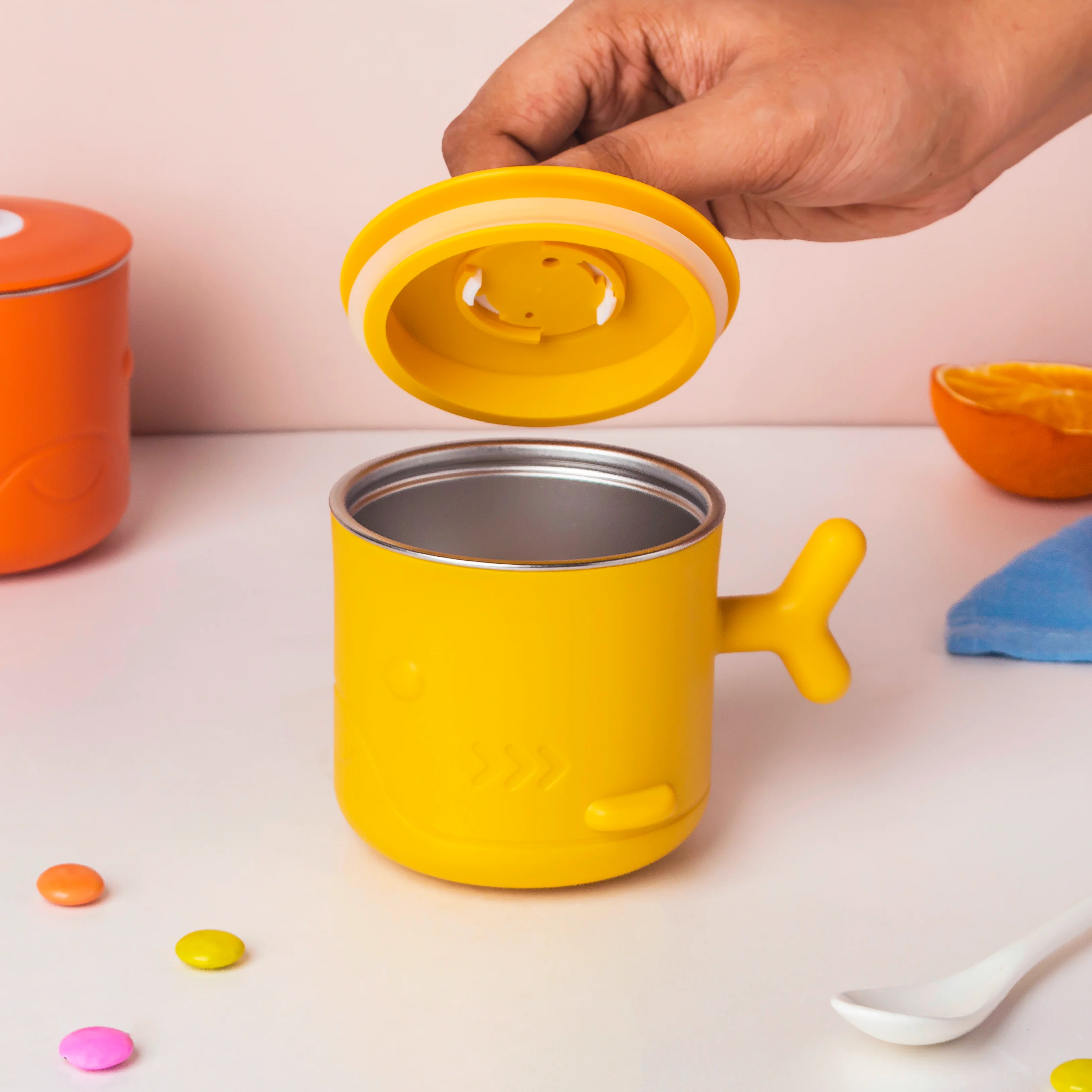 Keep Warm Stainless Steel Feeding Cup Yellow 200 ml - Image 2