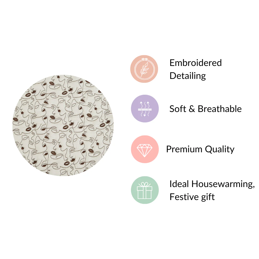 King Size Embroidered Cotton Bed Cover Off-White - Image 6