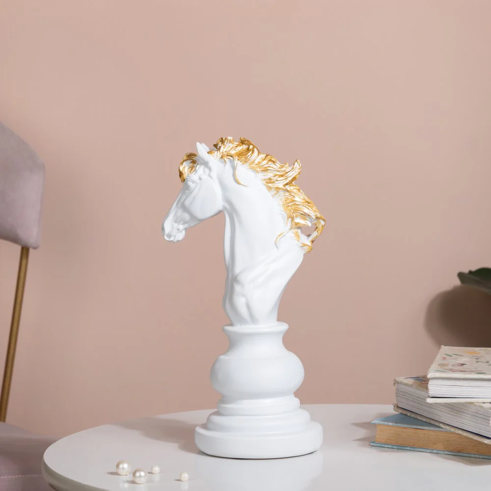 Knight Horse Chess Piece Decor White 10 Inch - Image 2
