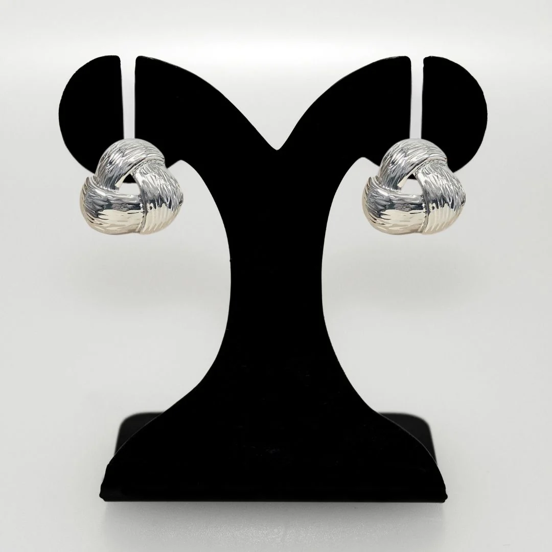 Knot Of Strength Stud Earrings Silver - Image 4
