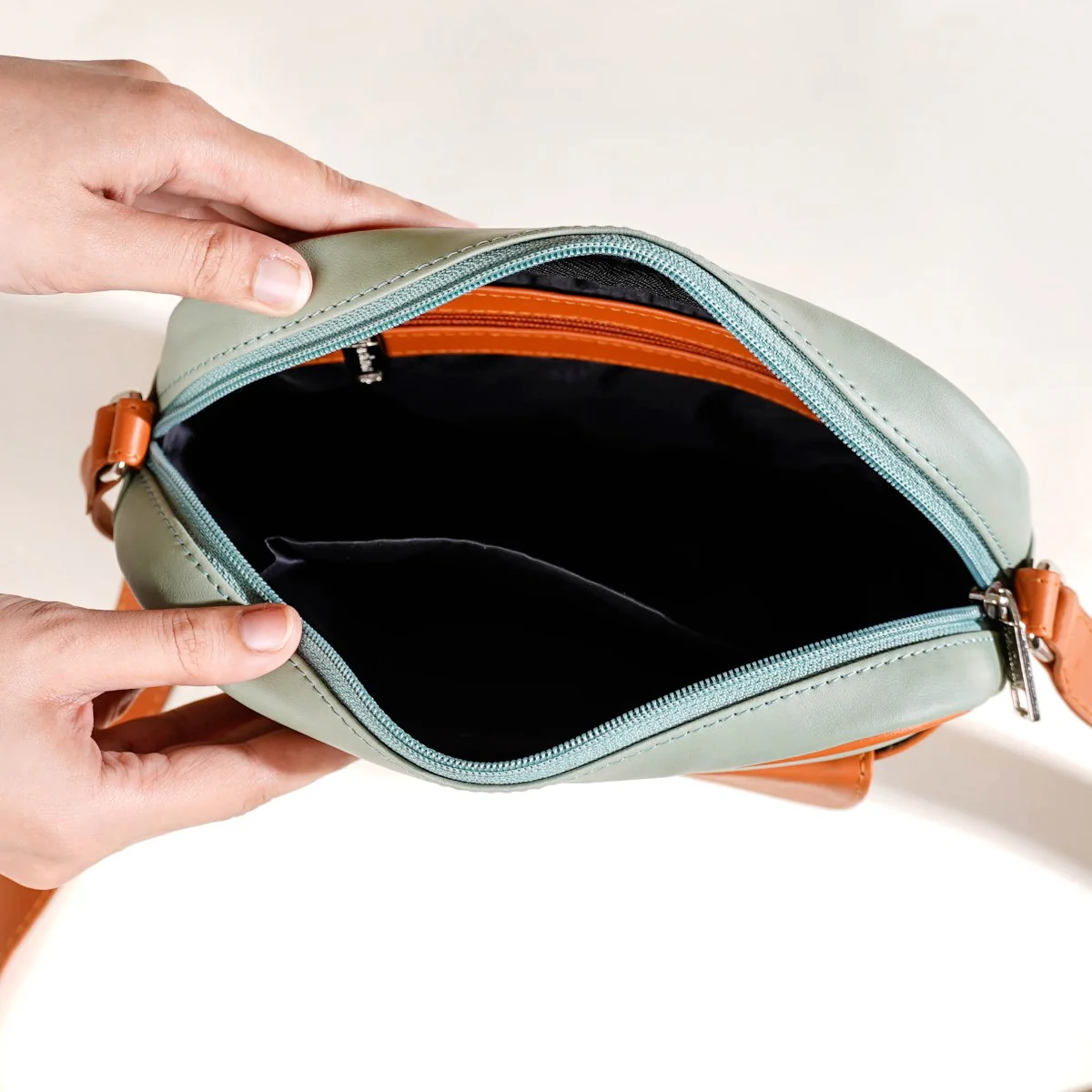 La Fusion Sling Bag For Women Sage Green Tan - Image 10