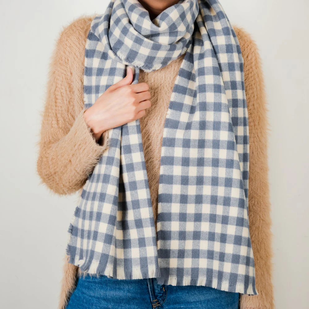 Large Chequered Blanket Scarf - Image 7