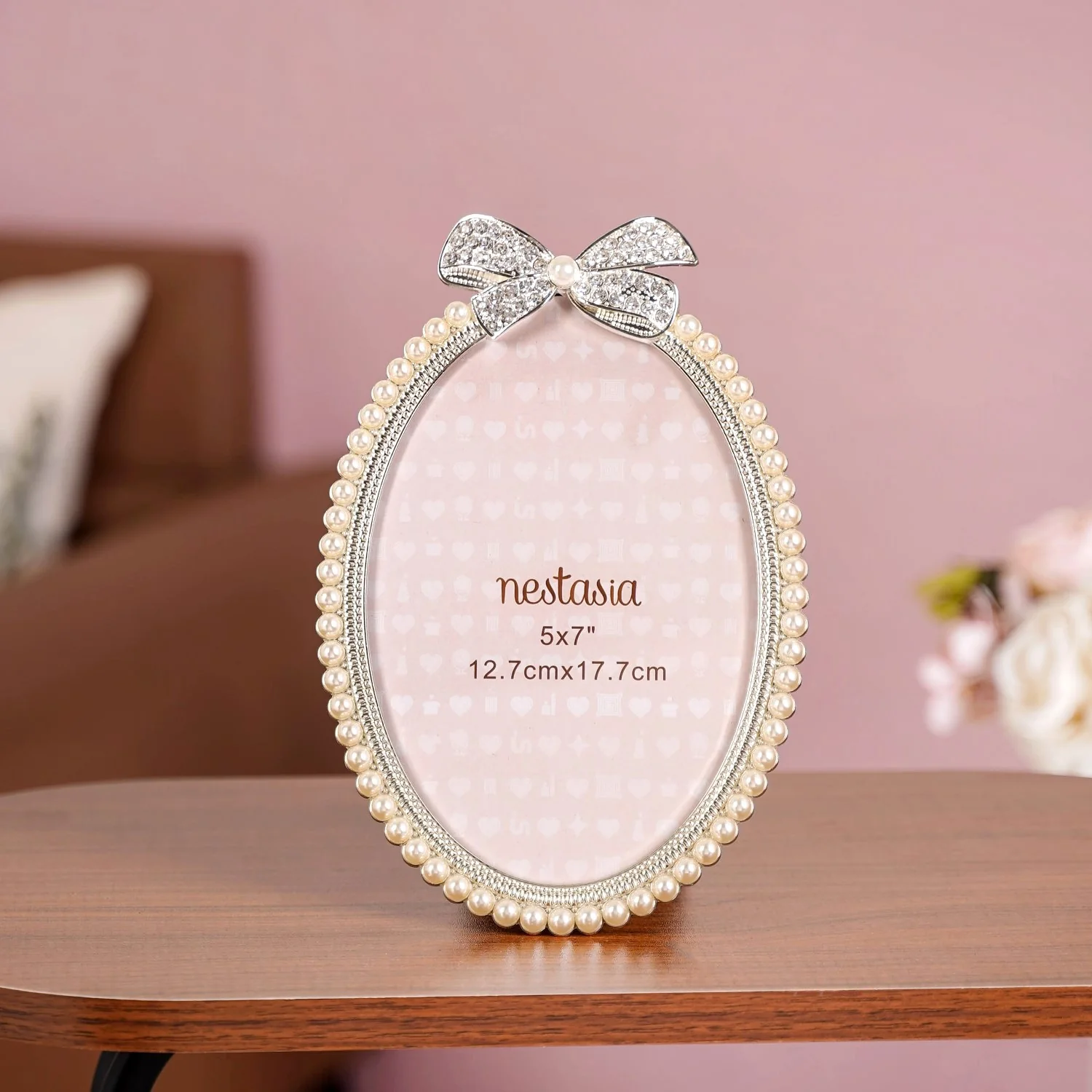 Large Pearl Bow Photo Frame 13x18cm