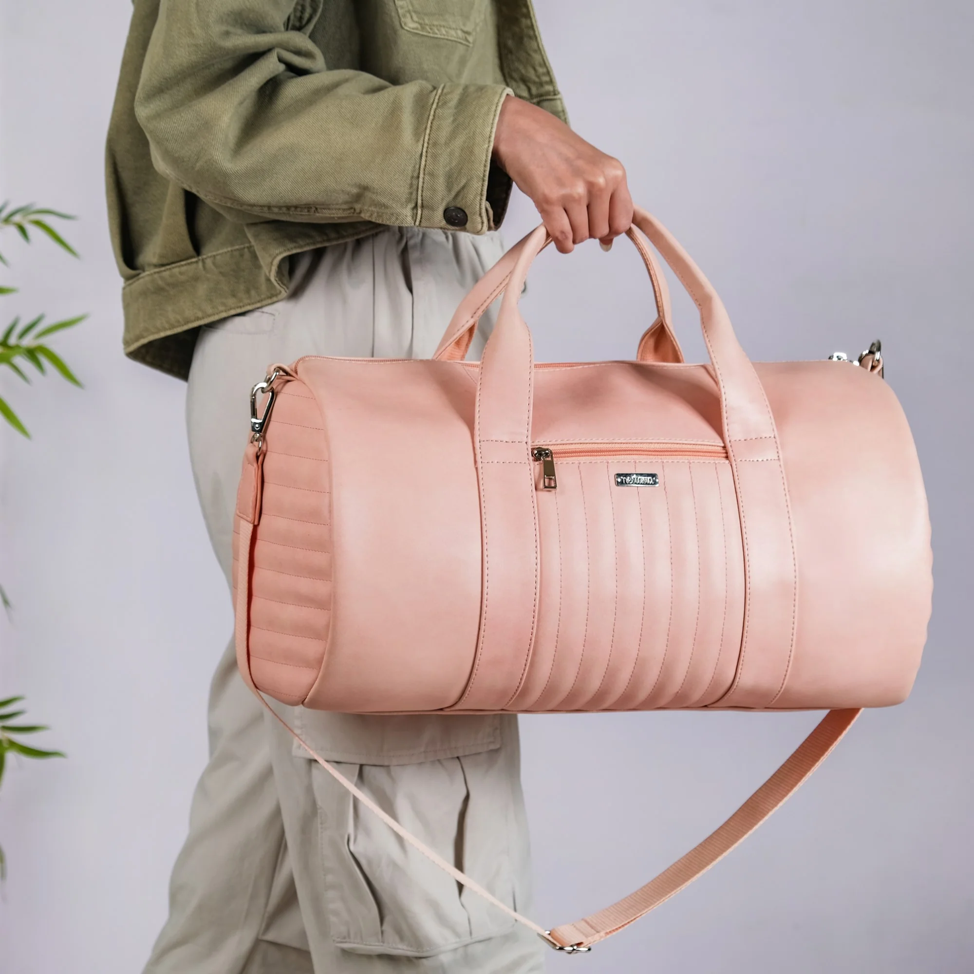 Large Travel Duffel Bag Pink 17x9 Inch - Image 12