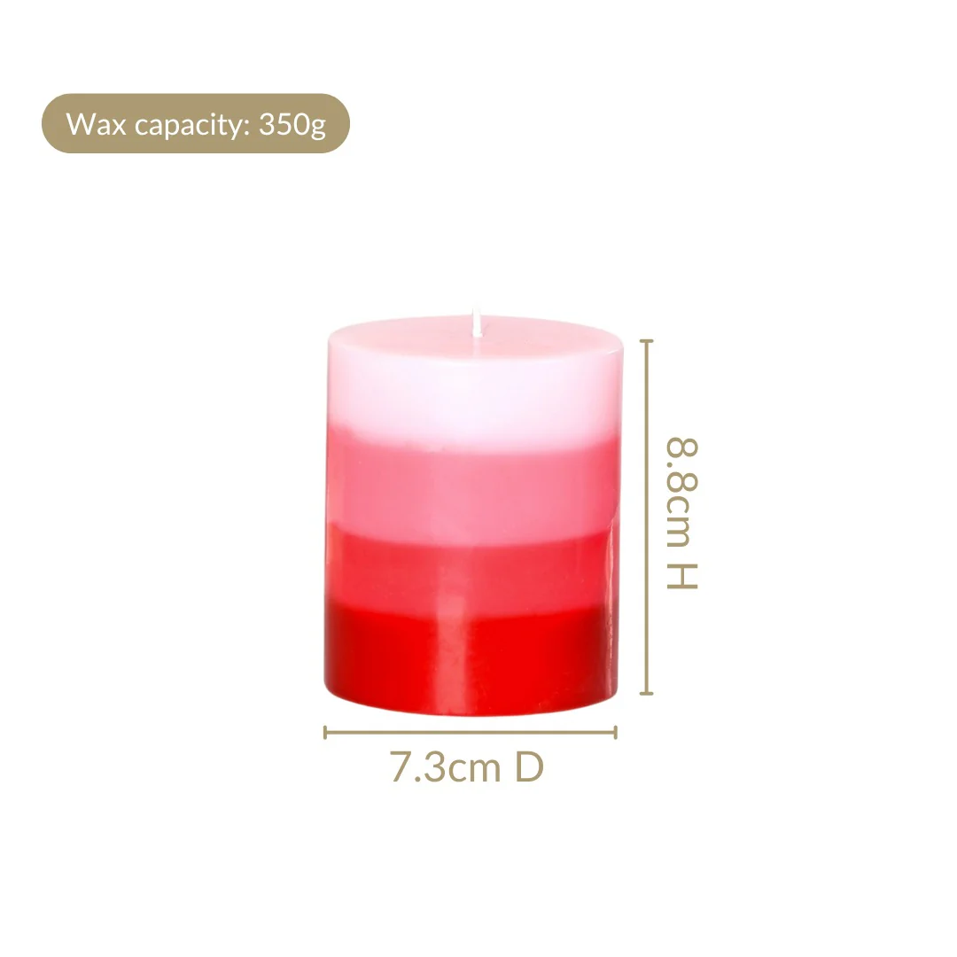 Layered Pillar Candle Red And Pink - Image 5