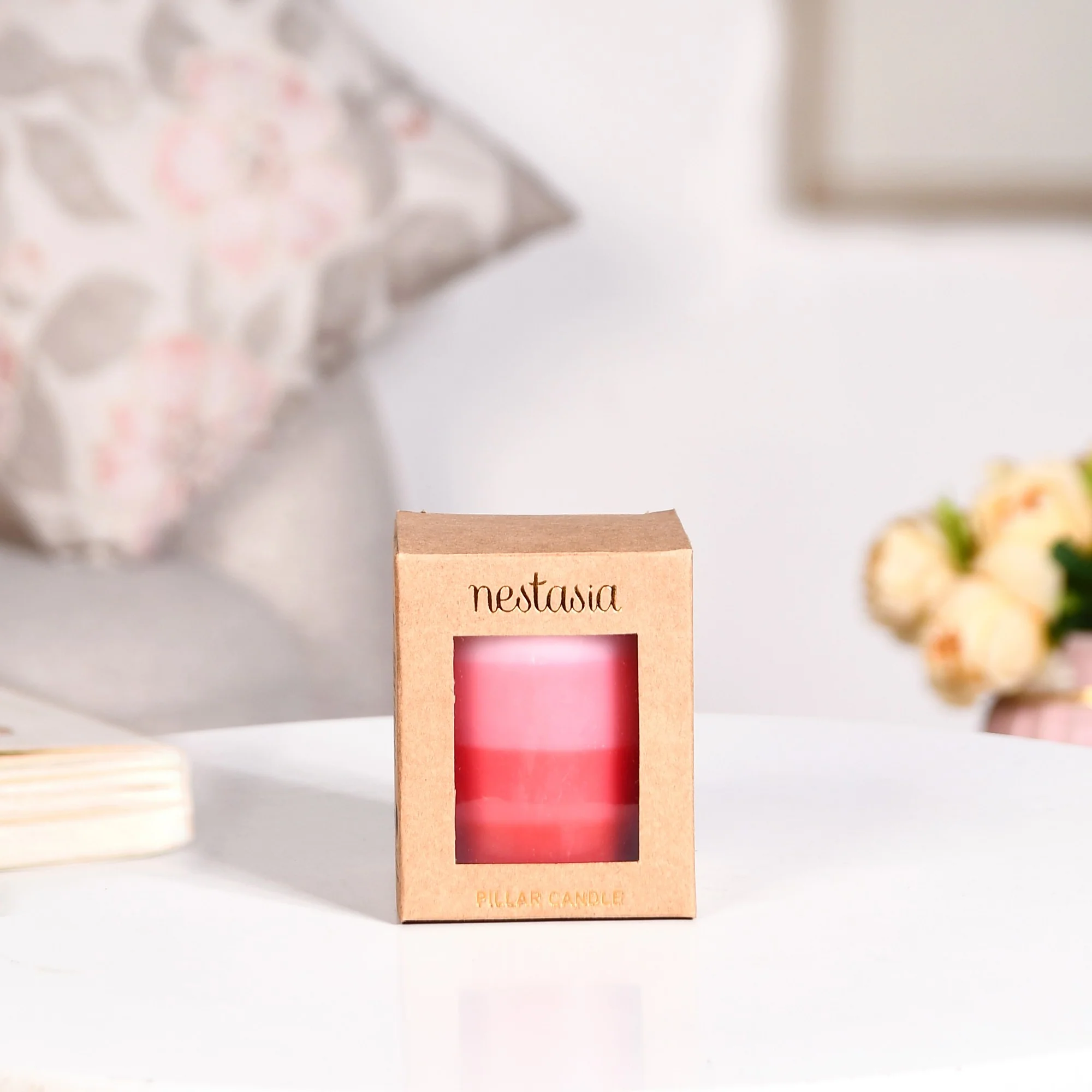 Layered Pillar Candle Red And Pink - Image 9