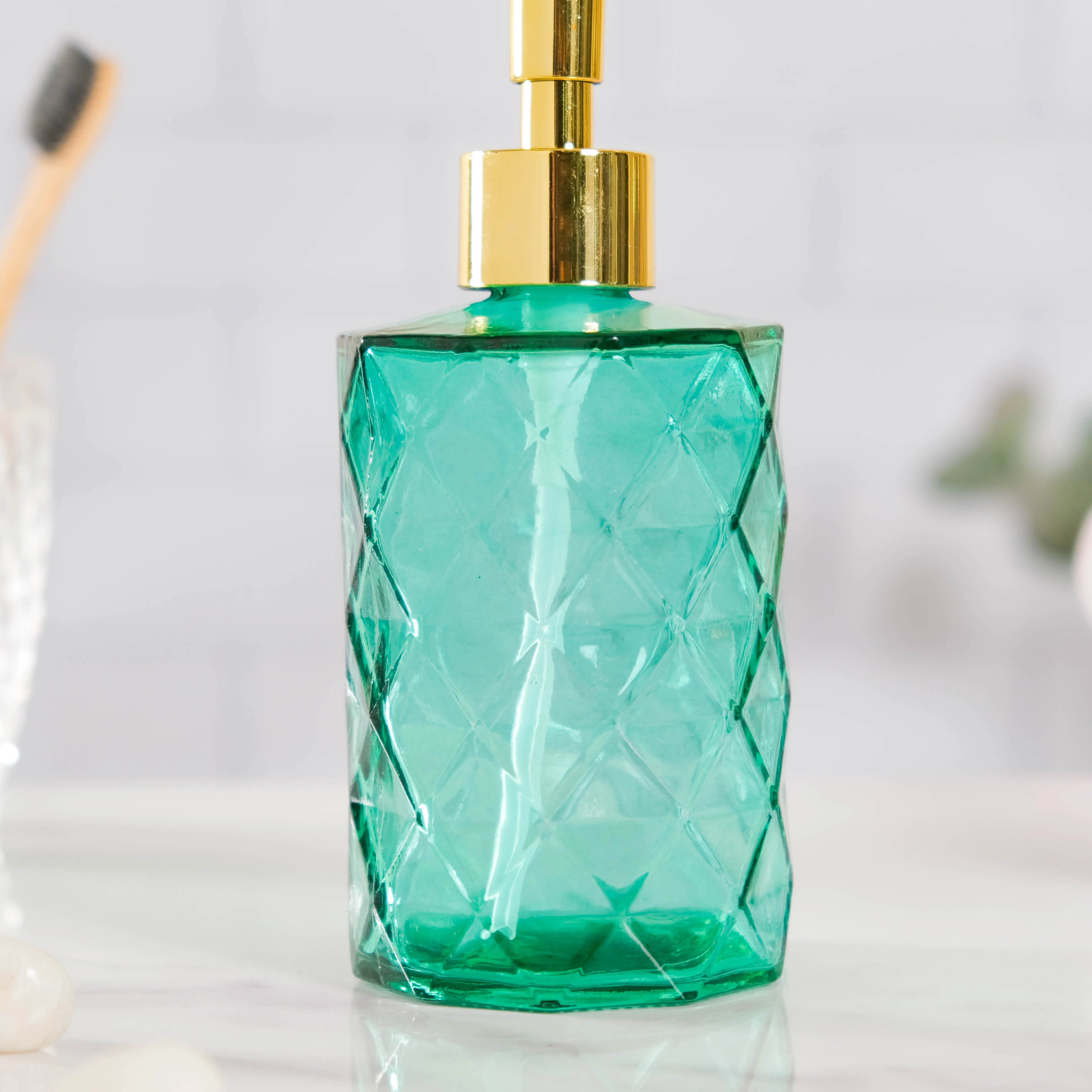 Lea Green Textured Glass Dispenser With Nozzle - Image 3