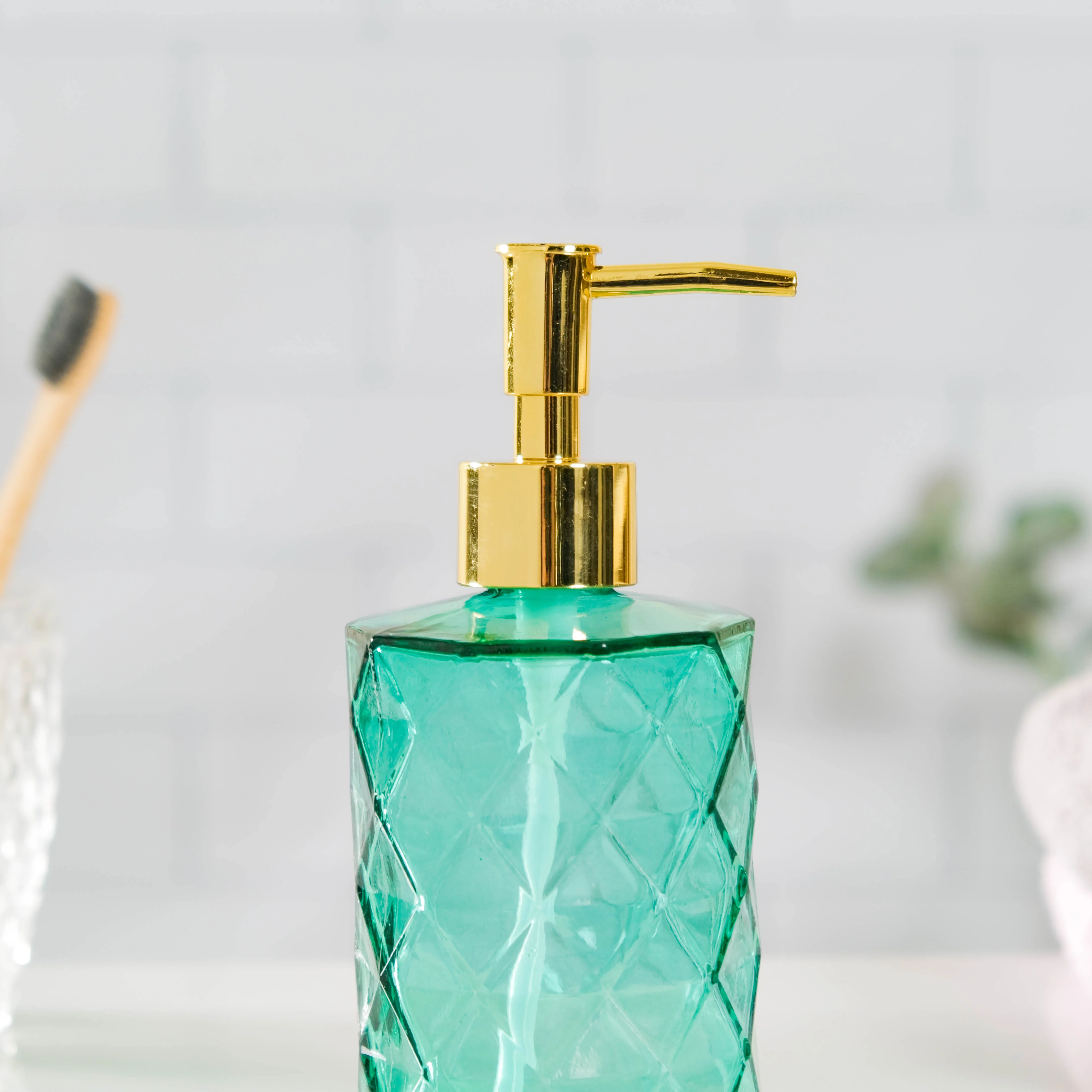 Lea Green Textured Glass Dispenser With Nozzle - Image 5
