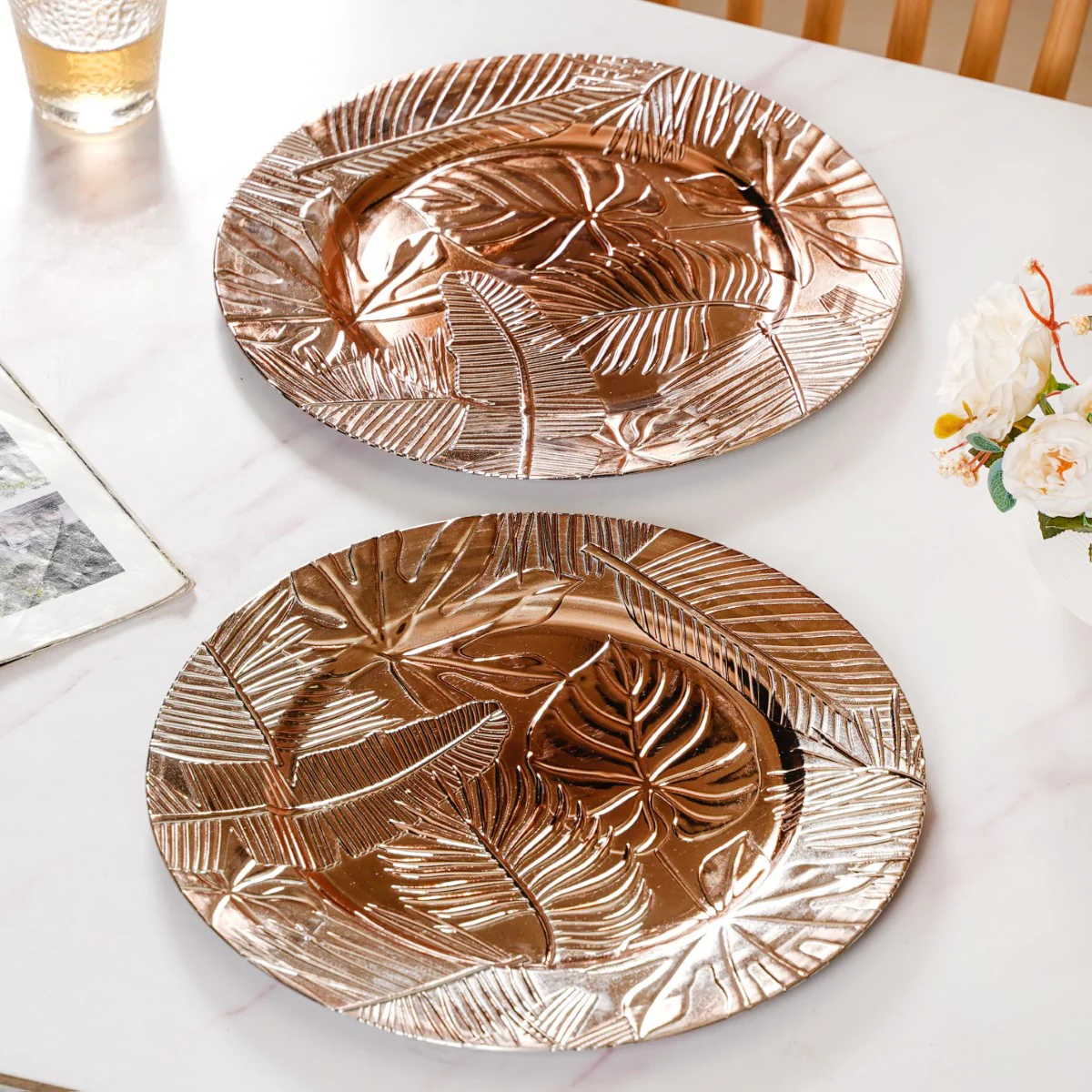 Leaf Embossed Charger Plate Set Of 6 12 Inch - Image 9