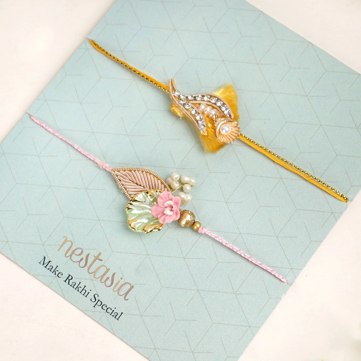 Leaf Embossed Rakhi For Brother Set Of 2 - Image 6