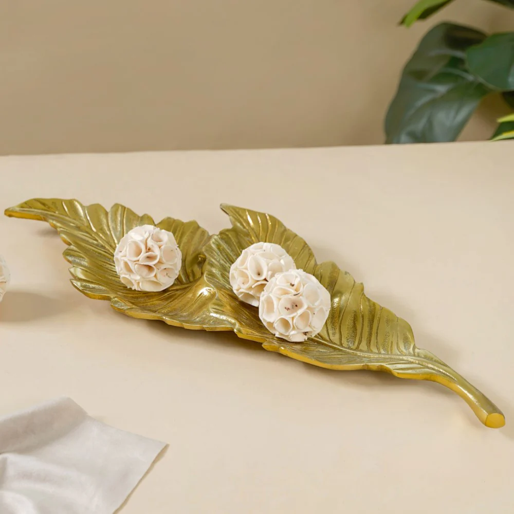 Leaf Platter For Table Decor Gold 20 Inch - Image 7