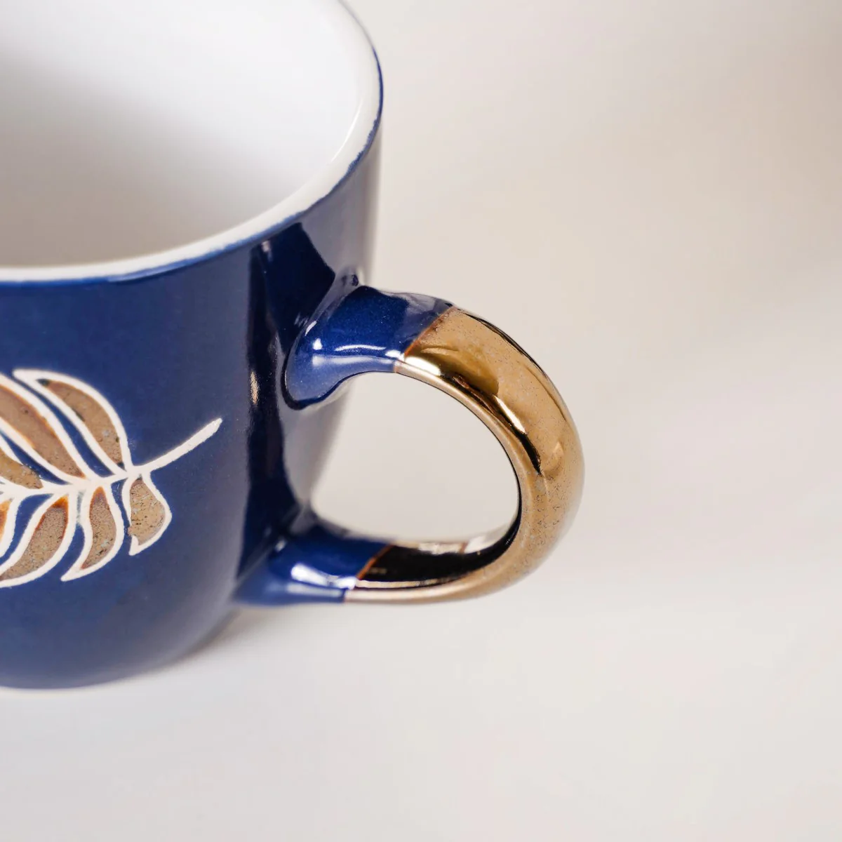 Luxe Leaf Tea Cup Set Of 6 Navy Blue 250ml - Image 4