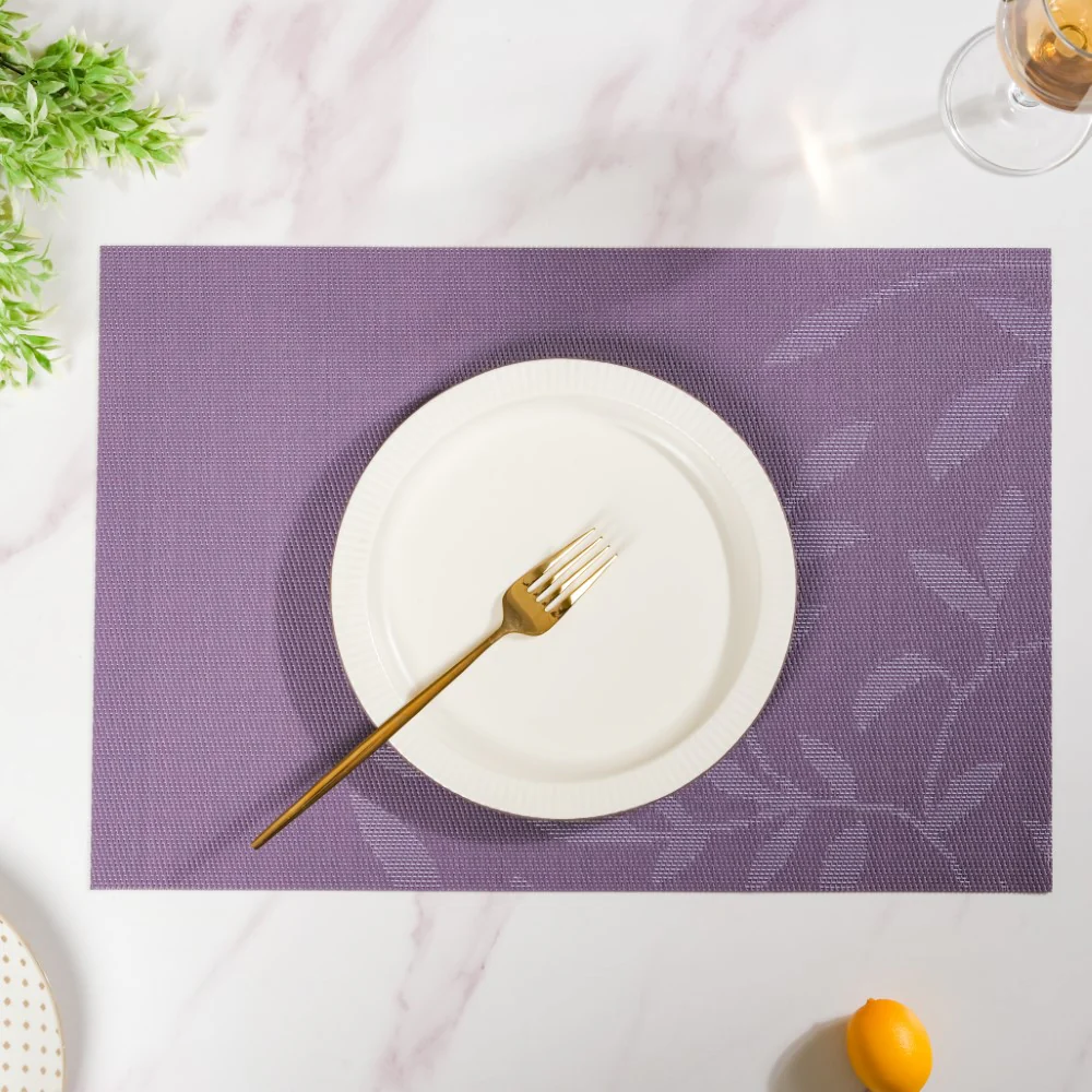 Leaves Reversible Table Mat Set Of 6 Purple 17x11 Inch - Image 8