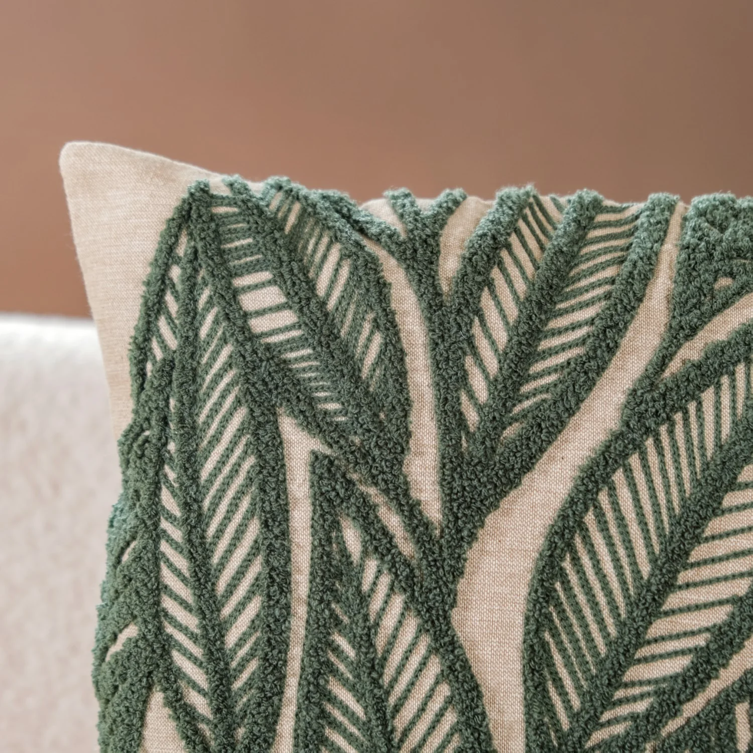 Leaves Tufted Pillow Cover 16x16 Inch - Image 4