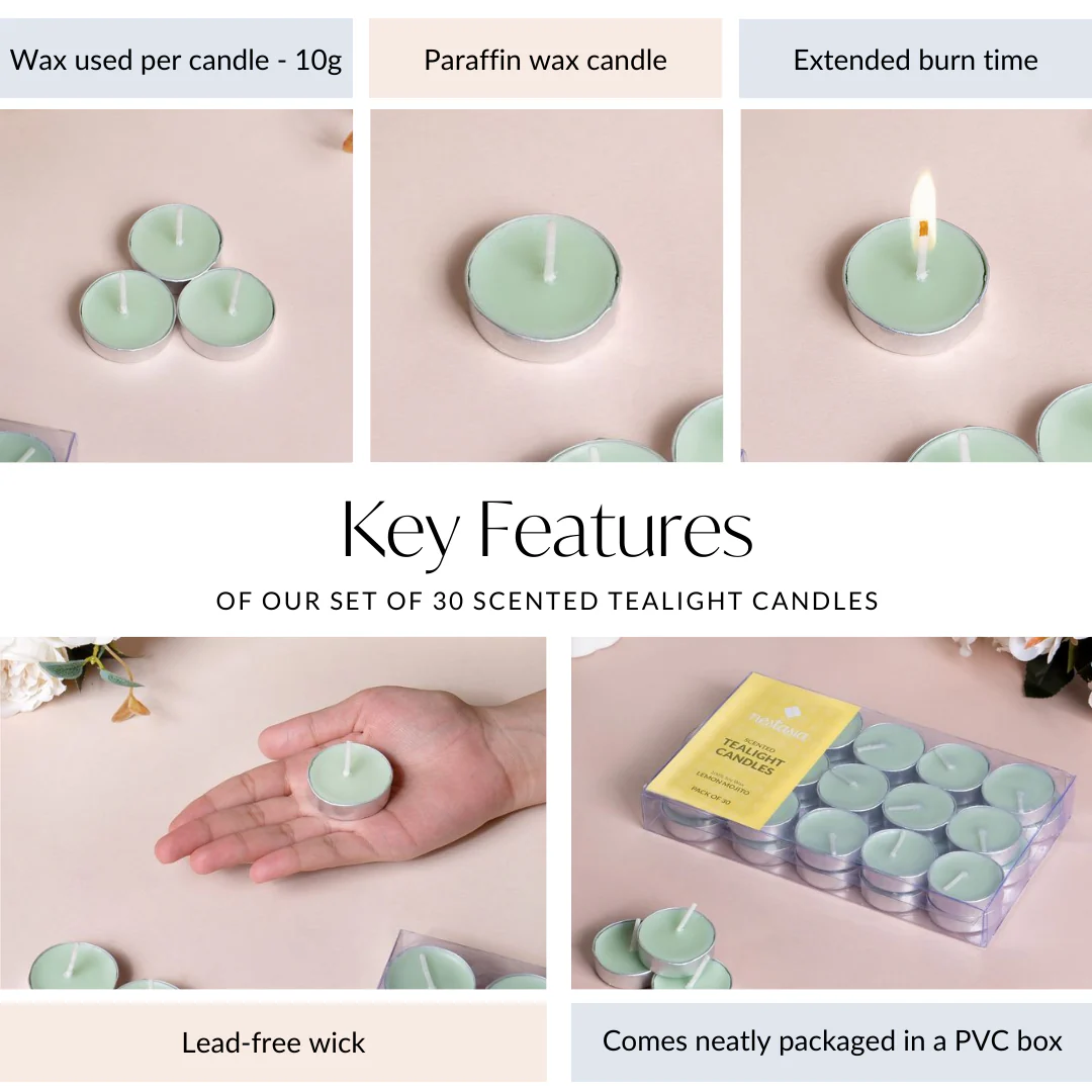 Lemon Mojito Aromatic Tealight Candles Set Of 30 - Image 5
