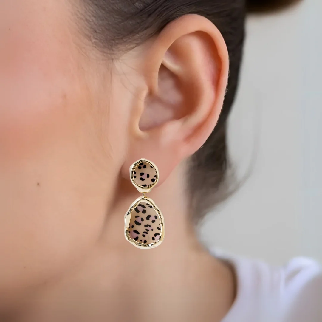 Leopard Print Dangler Earrings - Image 5