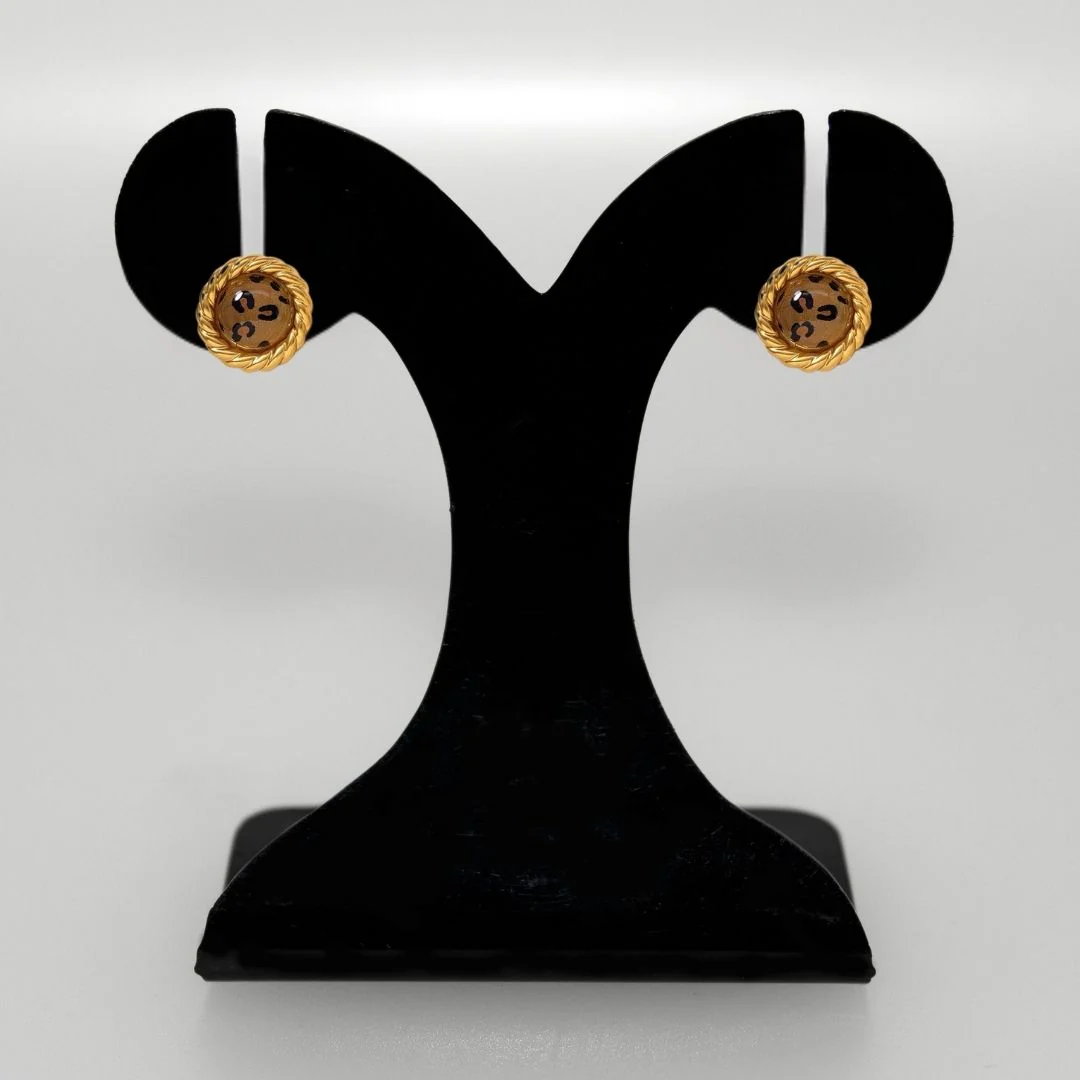 Leopard Print Stud Earrings - Image 6