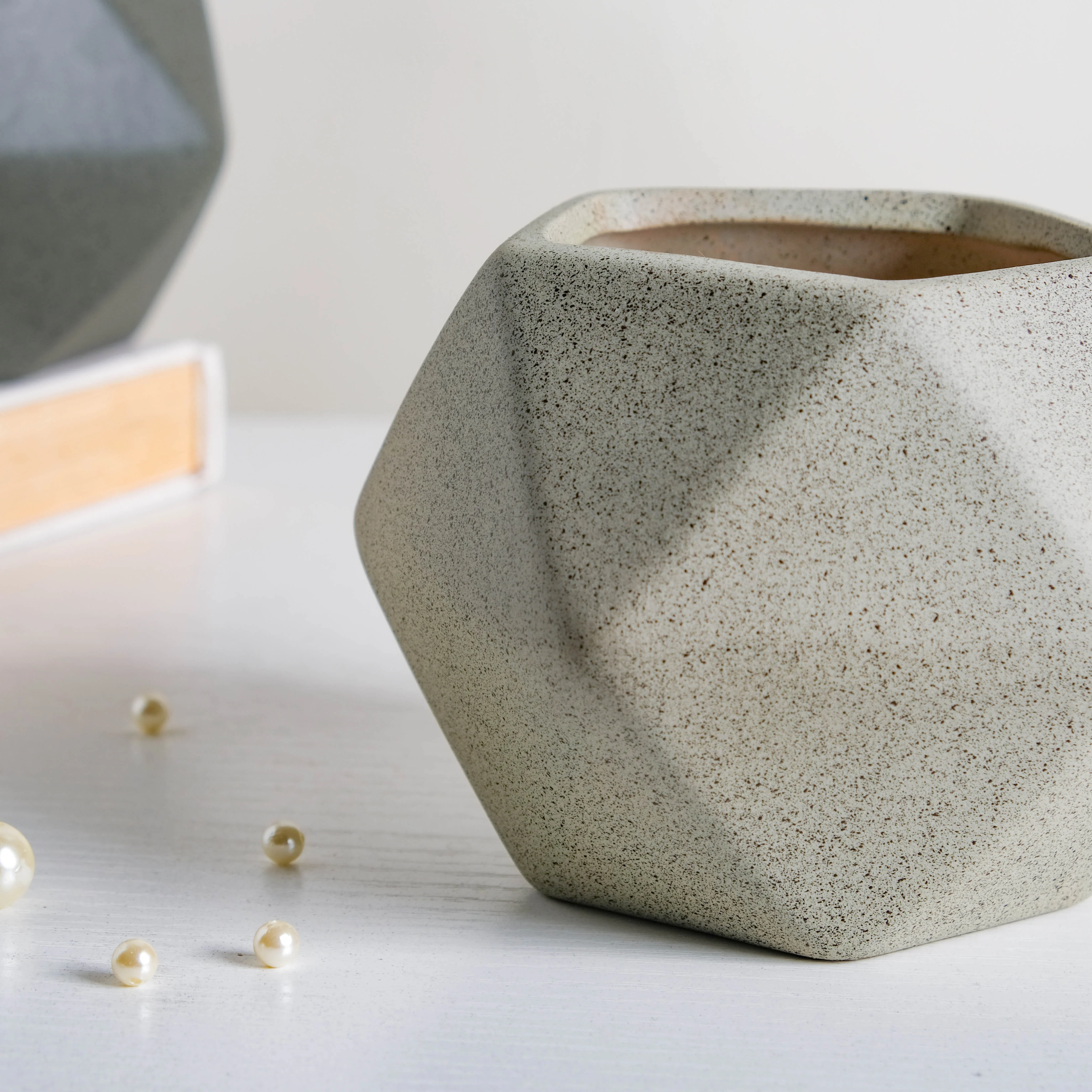 Light Grey Abstract Plant Pot - Image 5