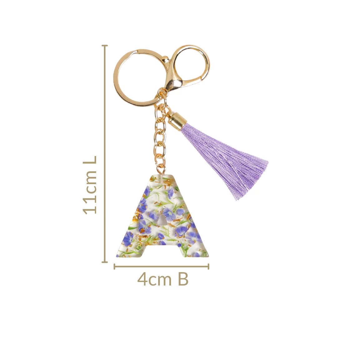 Lilac Dreams Alphabet A Resin Keychain - Image 4