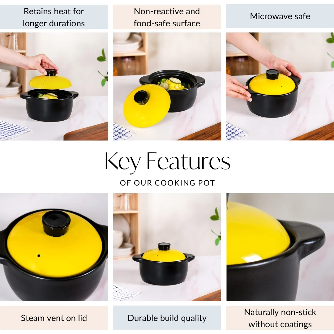 Limonelle Ceramic Cooking Pot With Lid 1200ml - Image 4