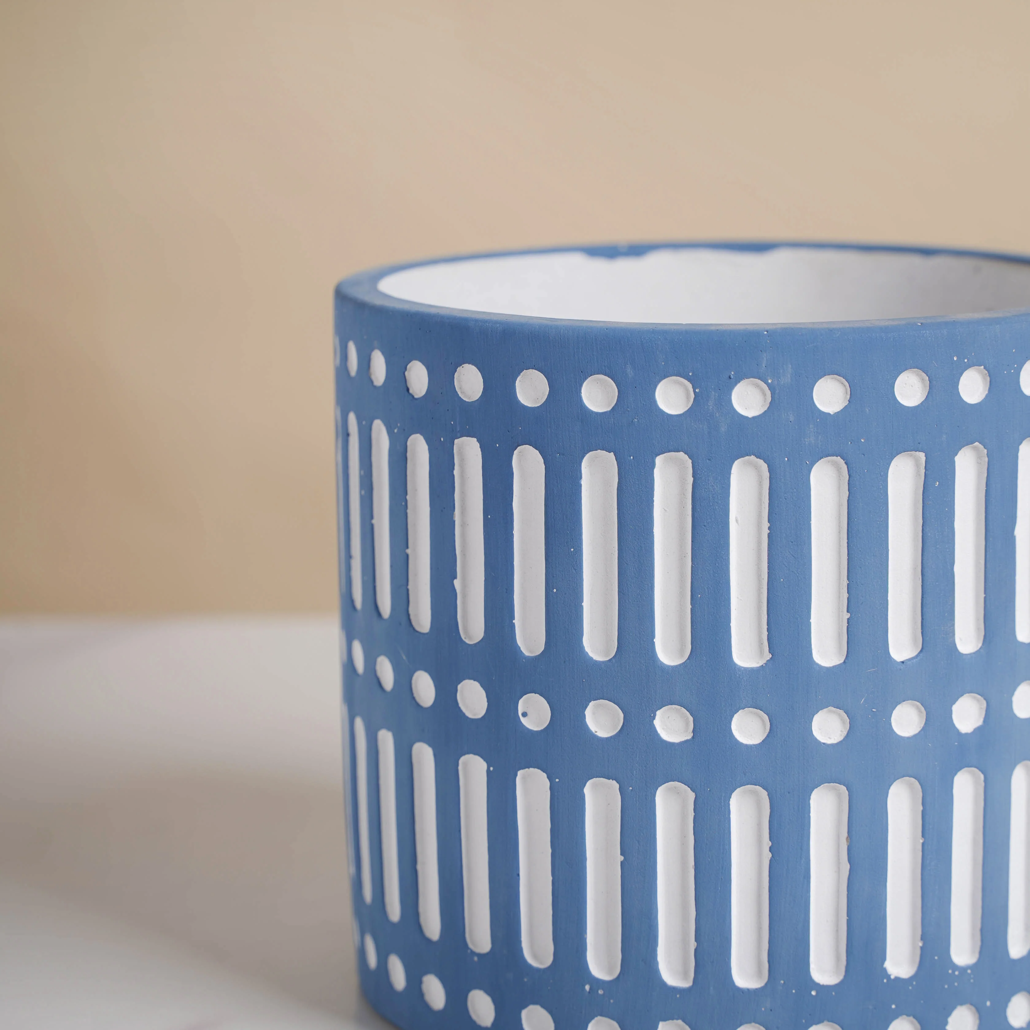 Blue Linear Sculpted Pot - Image 7