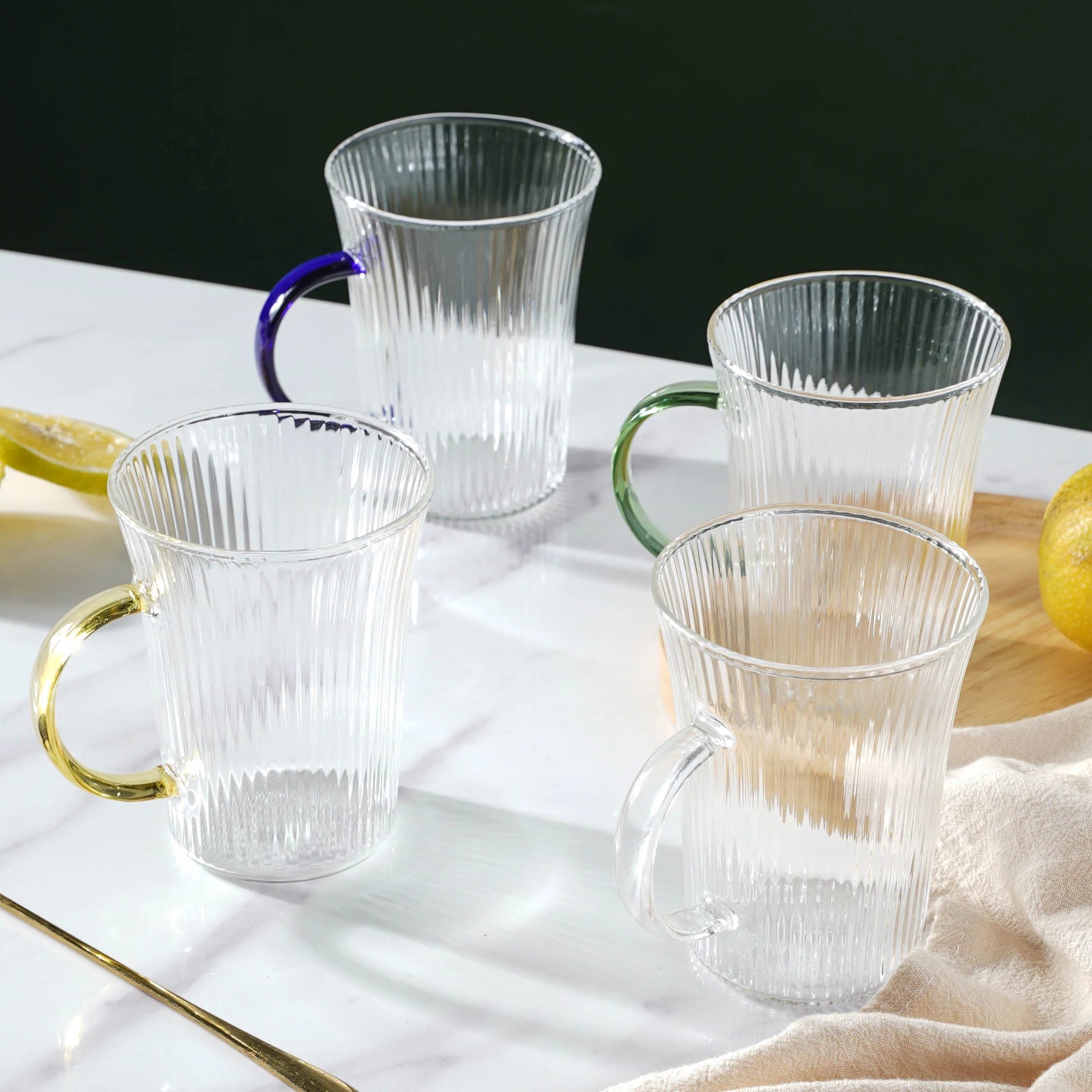 Lined Glass Tea Cup Set Of 2 - Image 8