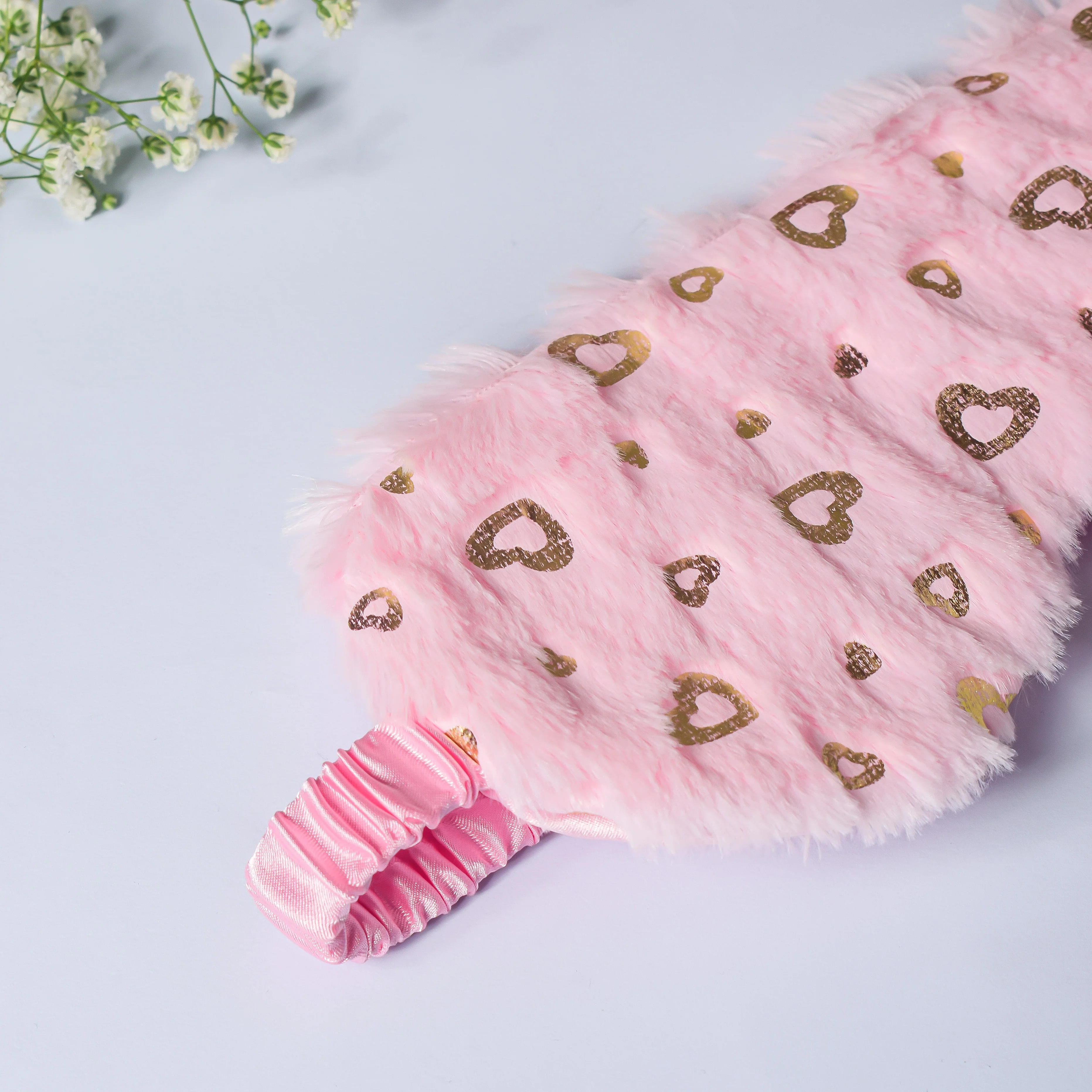 Little Hearts Plush Pink Travel Eye Mask - Image 4