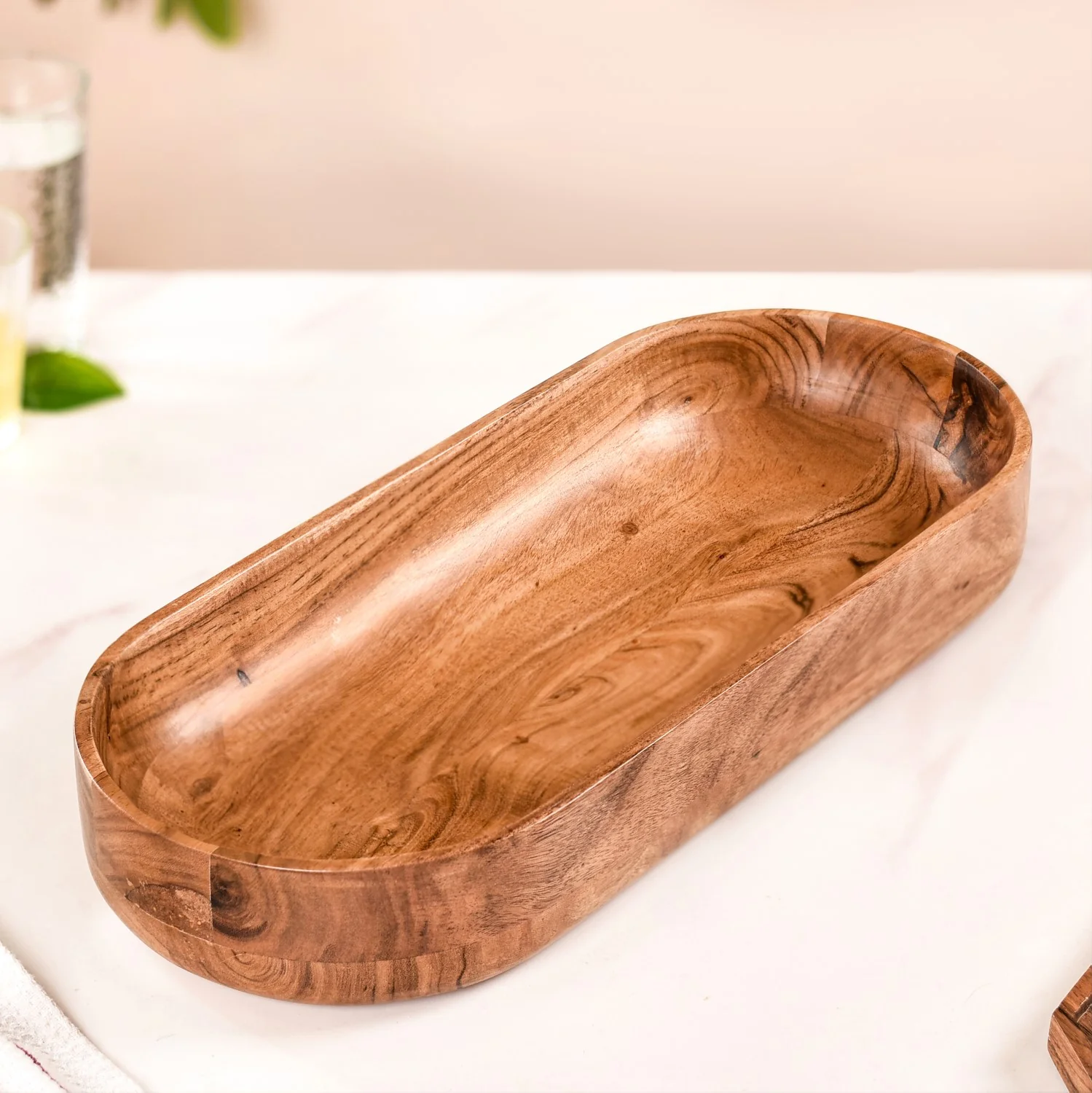 Long Acacia Wooden Platter For Centrepiece 19 Inch - Image 9