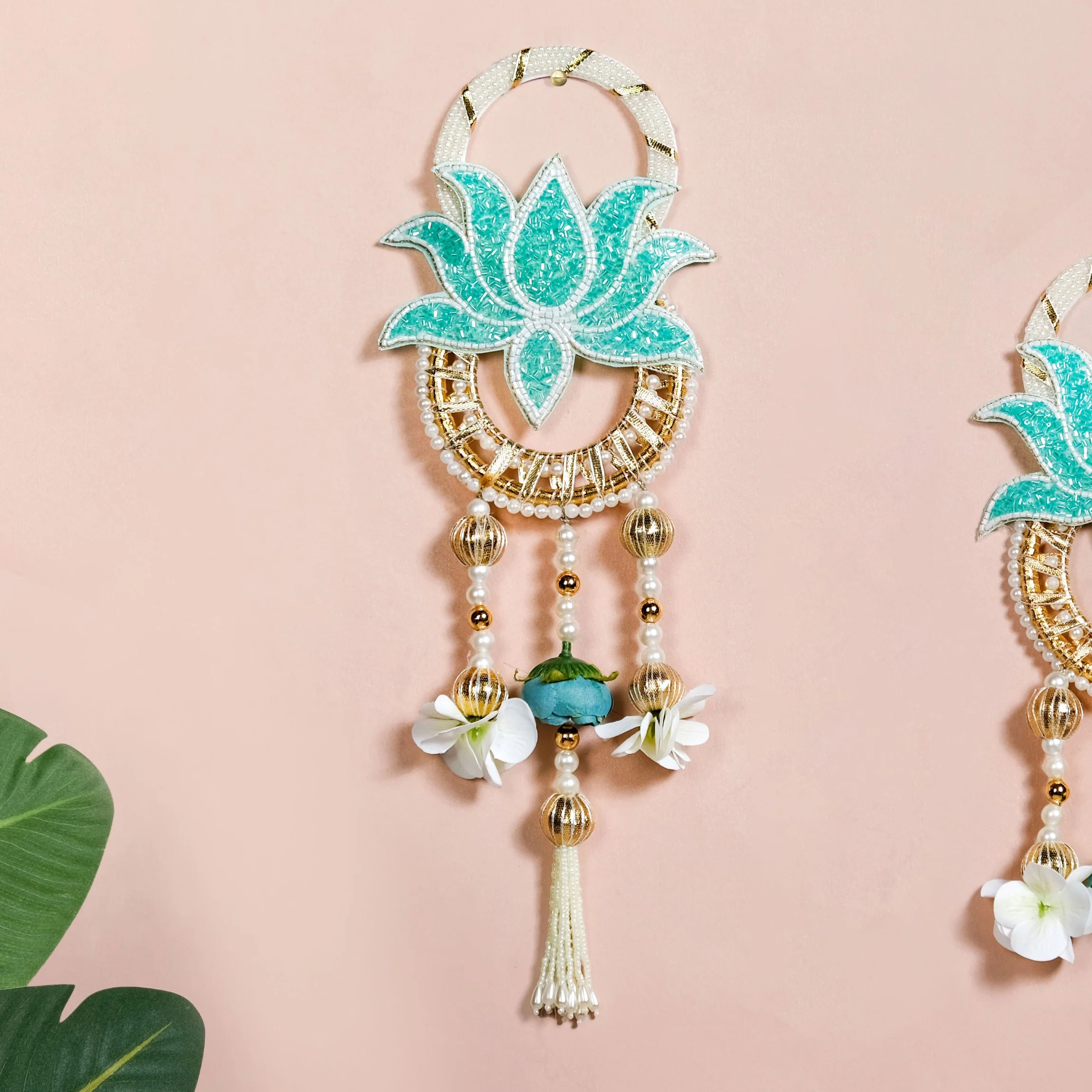 Lotus Bloom Wall Hanging Set Of 2 Mint Blue - Image 7