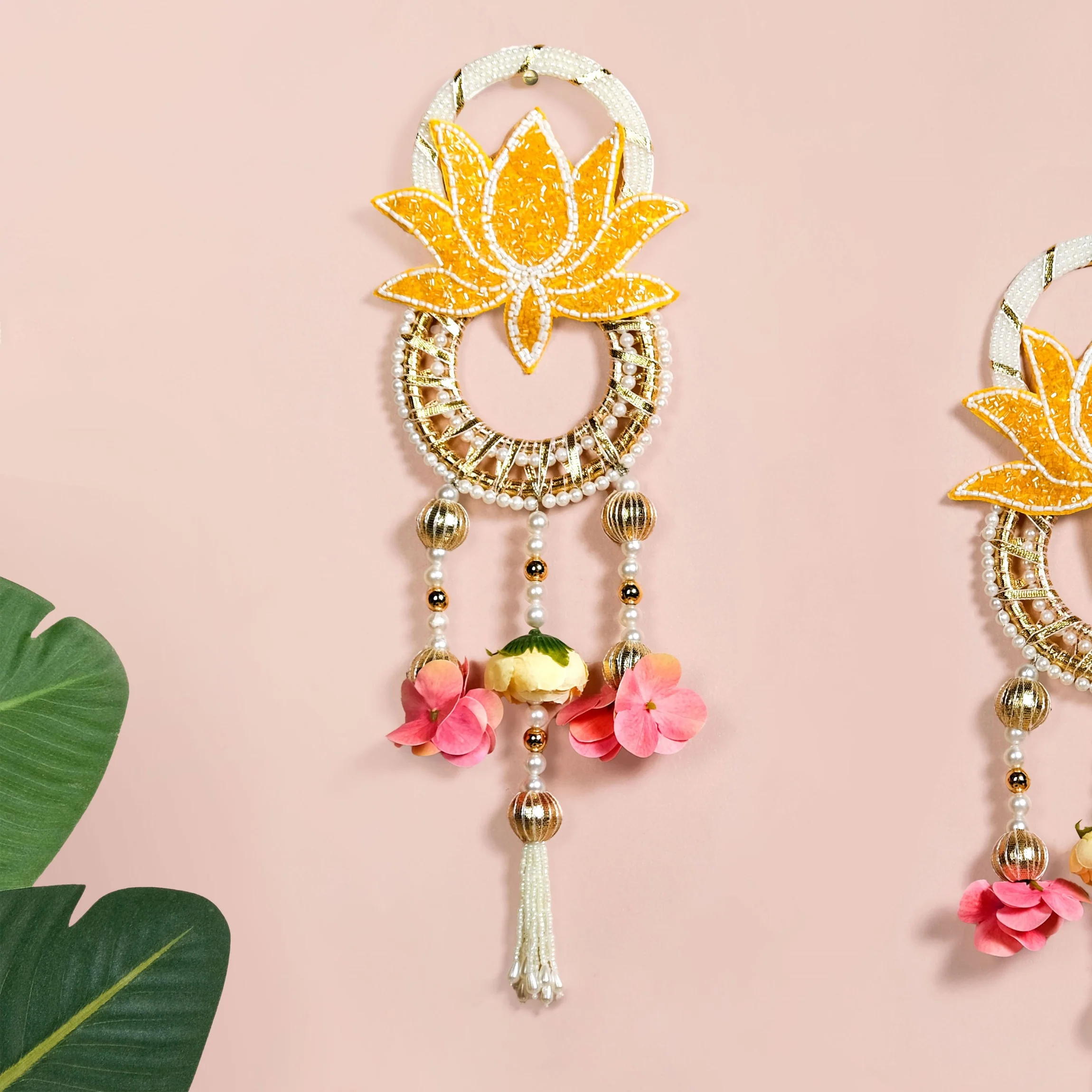Lotus Charm Wall Hanging Set Of 2 In Yellow - Image 7