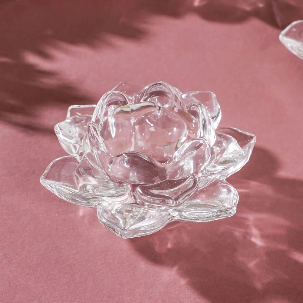 Lotus Glass Tea Light Holder Transparent Set Of 6 - Image 5