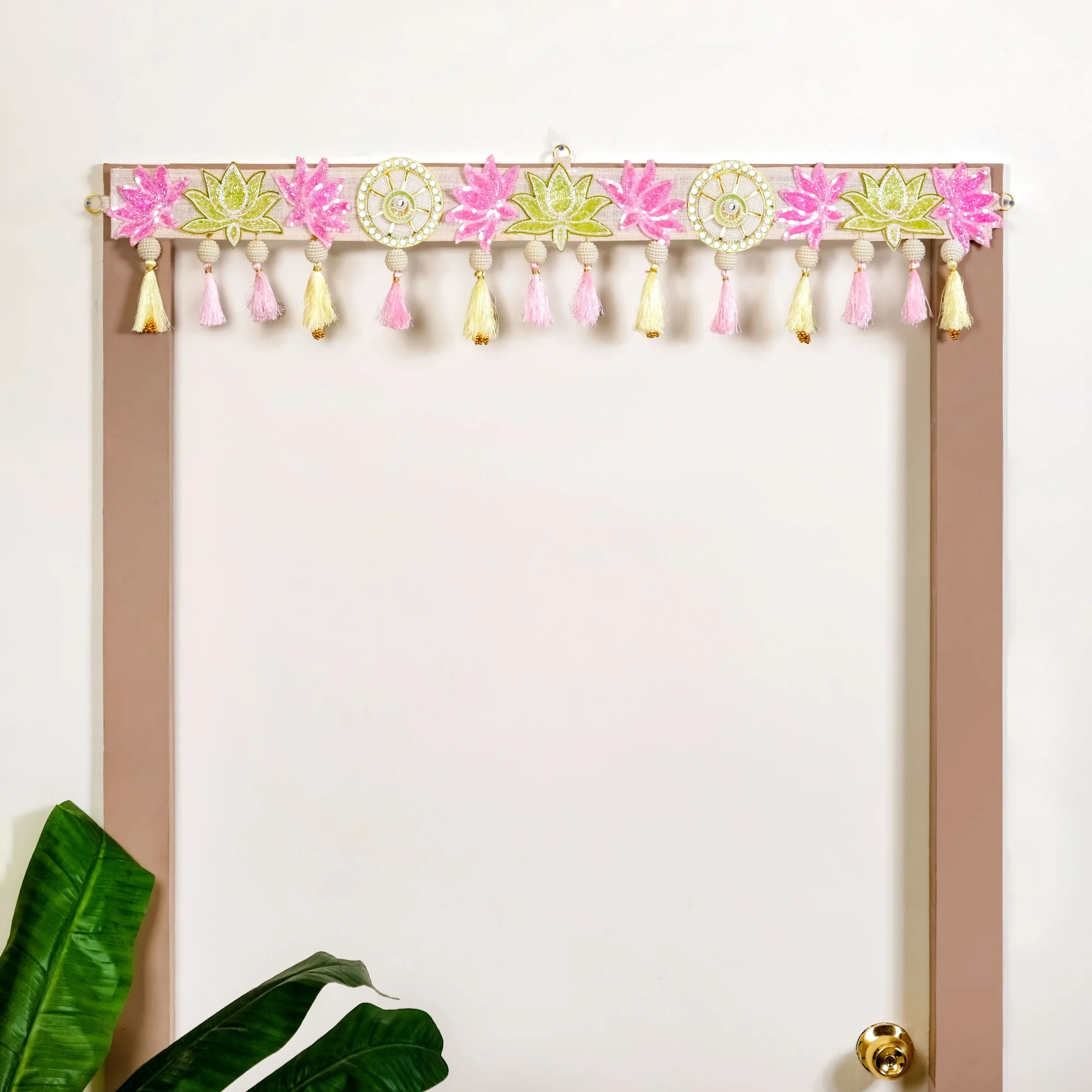 Lotus Threadwork Toran With Beads And Tassels - Image 8