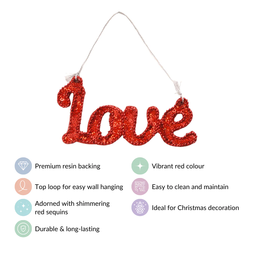 Love Christmas Ornament Set of 2 Red - Image 7