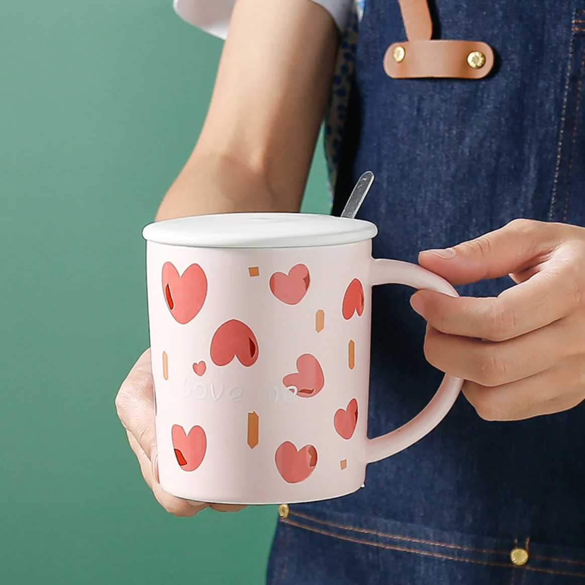 Love Design Mug with Lid - Image 6