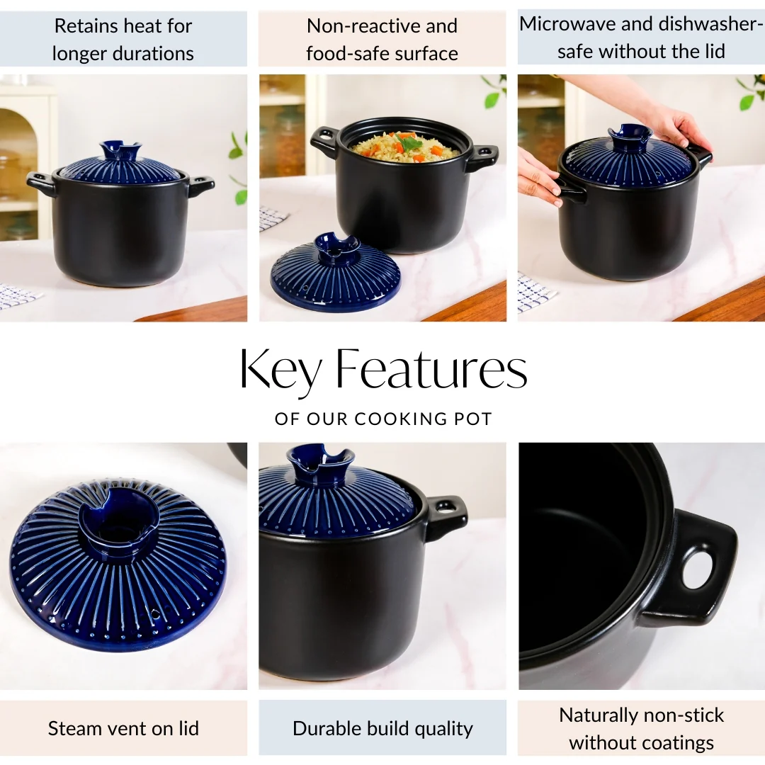 Lumea Cooking Pot With Lid Blue 4700ml - Image 4