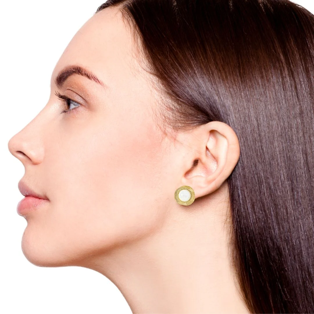 Lunar Glow Gold And White Studs - Image 5