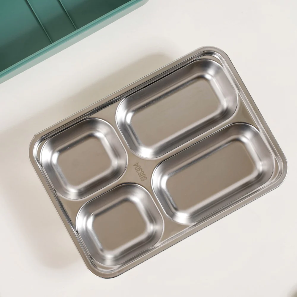 Lunch Box For Office Insulated 4 Compartment Green 1000ml - Image 15